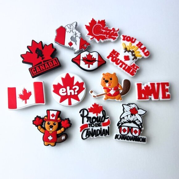 Canada Crocs Charms - Cute Shoe Charm - PVC Charms - Canada Themed - Canada flag - Picture 1 of 3